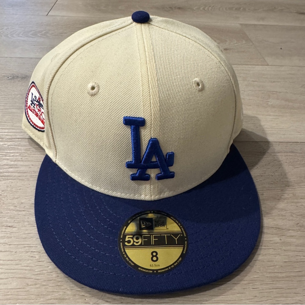 New Era LA Dodgers 1980 All-Star Baseball Cap Hat Men sz. 8 Off White Blue
